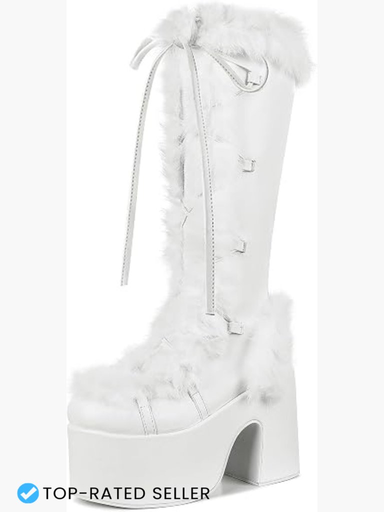 Mid Calf Lace Up Chunky Heel Goth Punk Snow Platform Boots